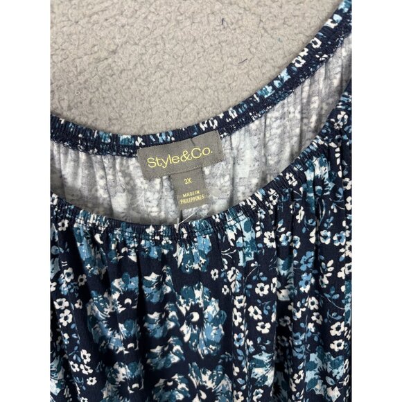 Style&Co. Women's Blue Blouse Floral Pattern 3/4 Sleeve Size 3XL New Without Tag - Picture 6 of 8
